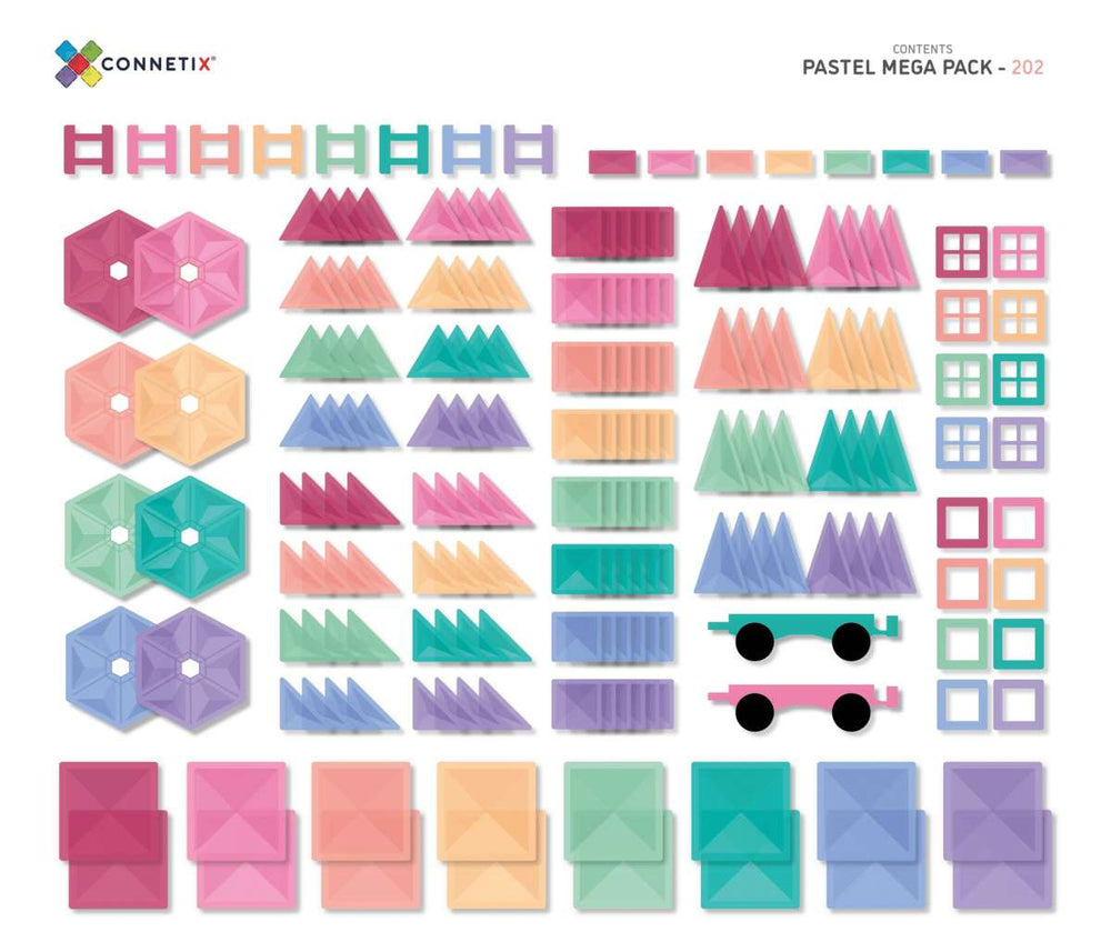 CONNETIX Magnetbausteine Pastel Mega Pack - 202 Teile Connetix