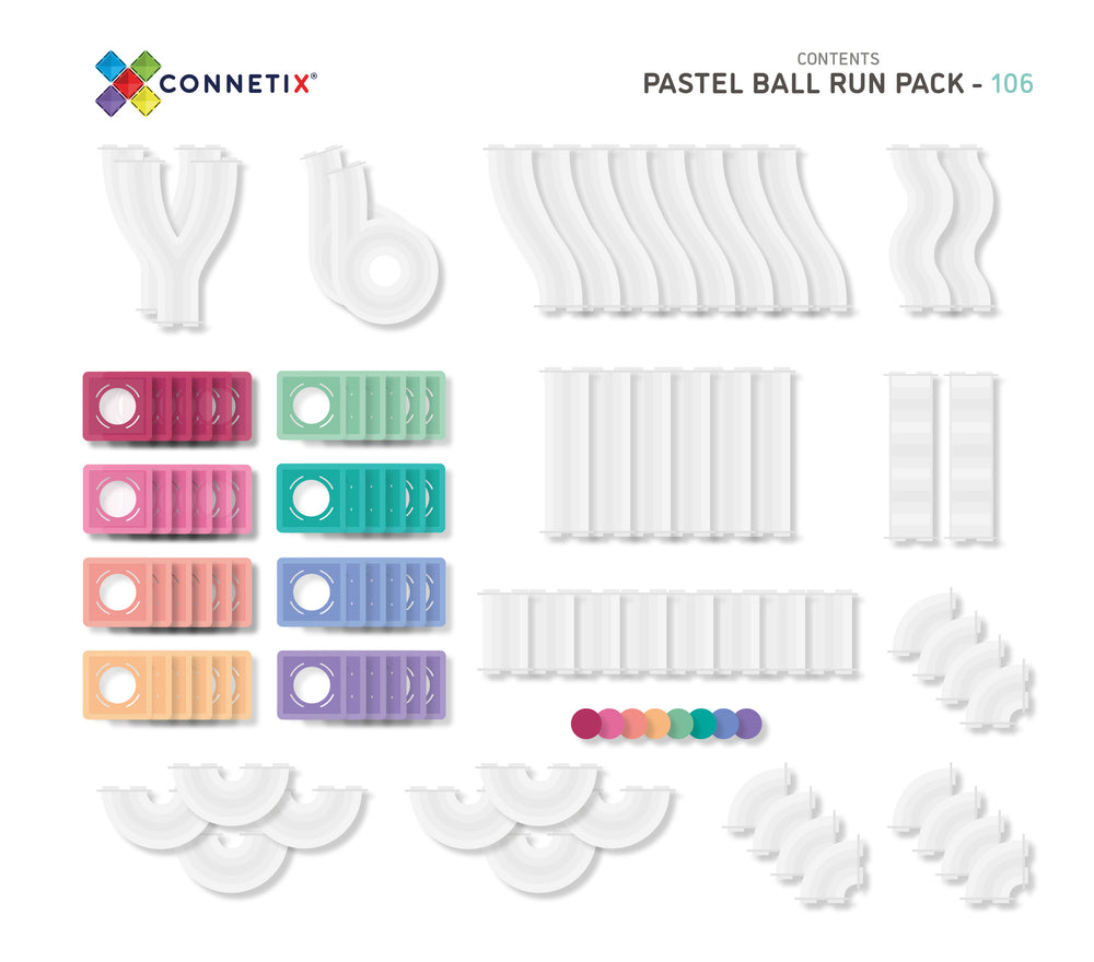 CONNETIX Magnetbausteine Pastel Kugelbahn - 106 Teile Connetix