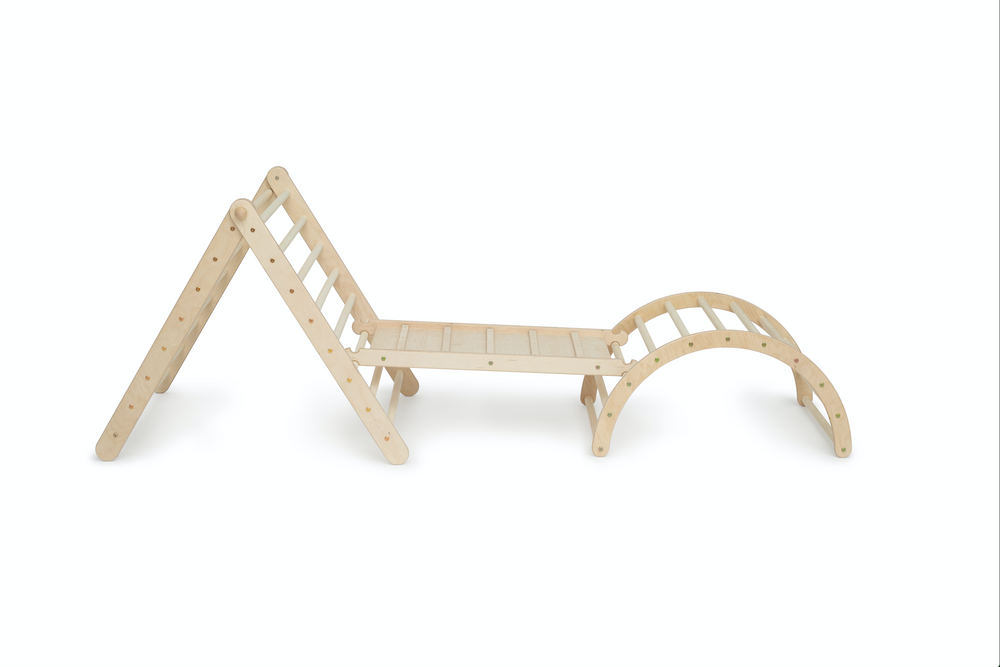 KLETTERLING Pandaling Set aus Kletterdreieck mit Rutsche und Kletterbogen Kletterling