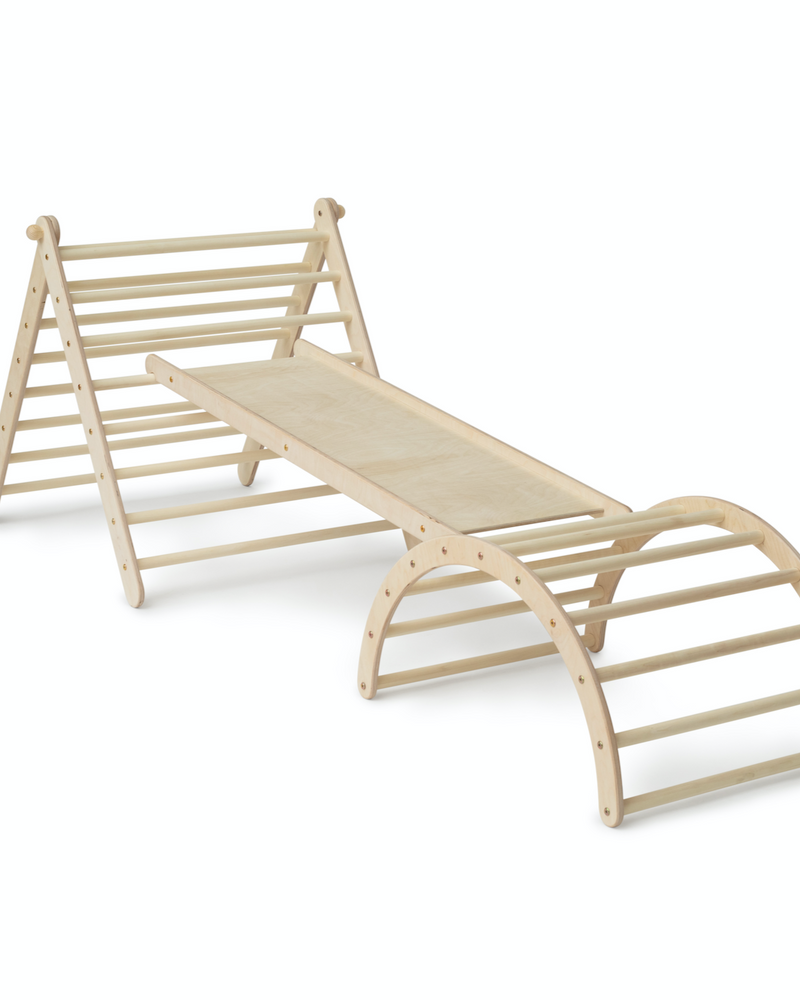 KLETTERLING Pandaling Set aus Kletterdreieck mit Rutsche und Kletterbogen Kletterling